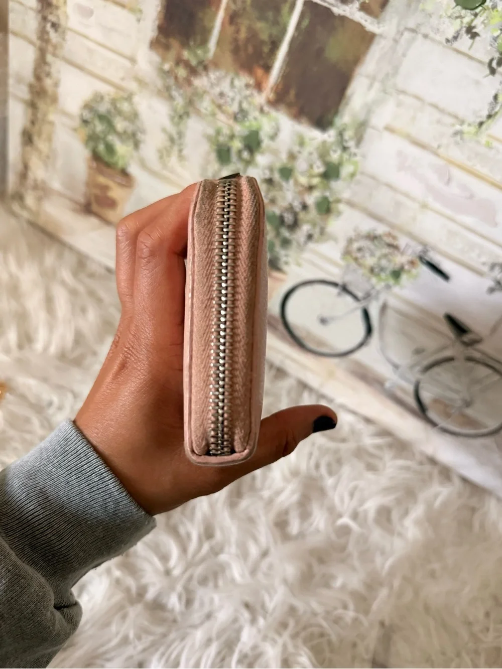 Saint Laurent Blush Pink Zip-Around Pebbled Leather Wallet-pre-loved